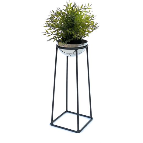 DanDiBo Tabouret à fleurs Métal avec pot Noir Argent 43,5 cm Porte-fleurs 96078 S Colonne à fleurs Moderne Porte-plantes Tabouret à plantes