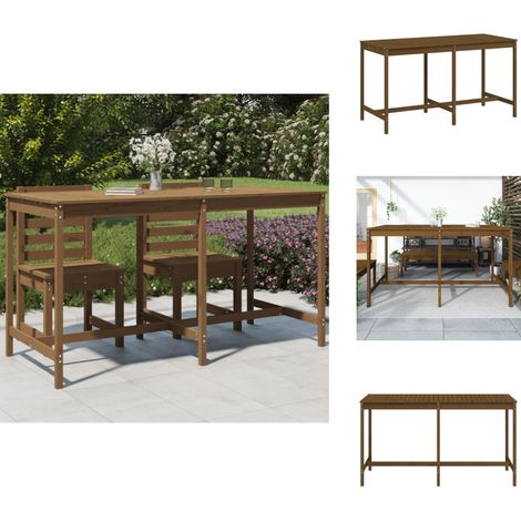 Gartentisch Honigbraun 203,5x90x110 cm Massivholz Kiefer - Holztisch - Esszimmertisch - Gartenmöbel - Balkonmöbel - Kiefernholztisch (1/5)