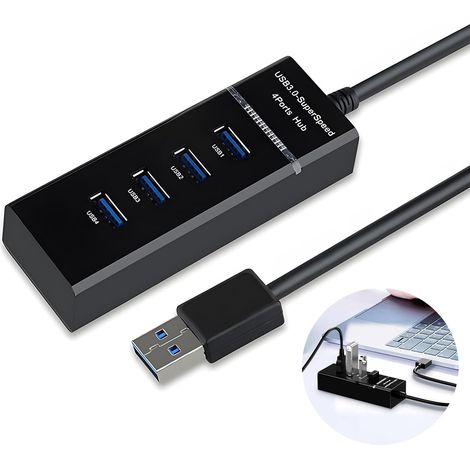 H302S USB 3.0 Hub für Laptops mit 0,6 m langem Kabel, Multiport-Extender für schnelle Datenübertragung, kompatibel mit Windows-PC, Mac, Drucker, mobiler Festplatte, für (1/5)