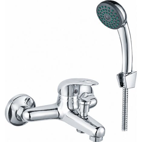 Ensemble robinet de douche complet mural monocommande, finition chromée, 1 kg – Livraison gratuite (1/5)