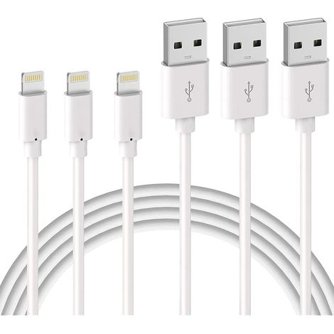 Lot de 3 Câble de Chargeur iPhone 1M, Fil USB A-Lightning Portable (1/5)