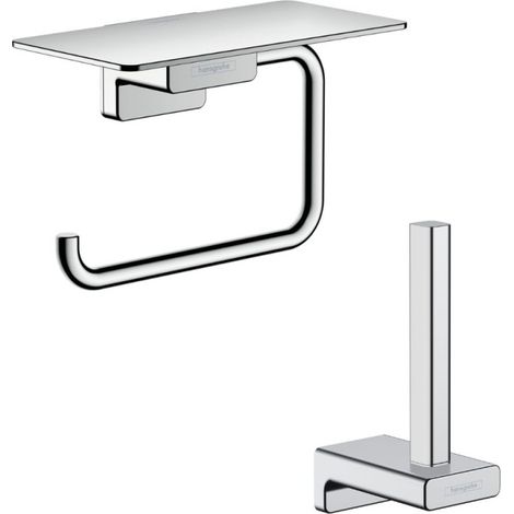 Porte-papier WC avec tablette chromé Hansgrohe AddStoris + Réserve porte-papier chromé