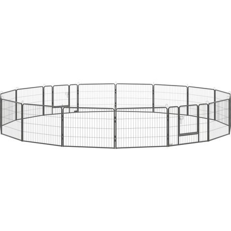 Parc pour chiots, ensemble de 16 pièces, enclos avec 16 panneaux en filet, porte flexible, bâche de protection de 60 cm de haut, parc pour chiots et chats (chien, chat, chiot), utilisable à l'intérieu