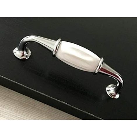 Set mit 2 silberfarbenen Keramik-Türgriffen, Schubladengriffen und Küchenschrankgriffen, 96 mm Lochabstand, inklusive Schrauben