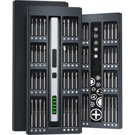 Kit de destornillador eléctrico de precisión 66 en 1 con pantalla LED y luz para reparación de PC, electrónica y bricolaje (1 juego) (1/5)