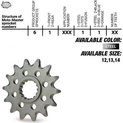 Pignon avant autonettoyant Moto-master 8539 13 (859313) sherco SC/SE 250/300 '21- , SEF 250/300 '21- (chaîne 520) (cannelure 17 dents)