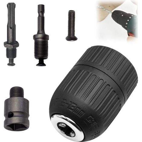 Lot de 5 Mandrin Perceuse pour Mandrin Sans Clé, Tariere sds, Adaptateur de Visseuse à Percussion,pour Outil Multifonction Rotatif (1/4)