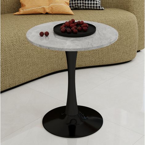 Runder Couchtisch 70 cm aus Kunstmarmor in Schwarz und Grau HAVRYA (1/5)