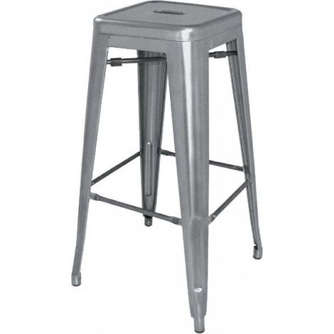 Lot de 4 tabourets (H)770 mm en acier gris métal (1/2)