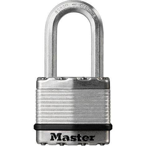 High-Security Master Lock Padlock with Keys, Laminated Steel, 45mm, Silver, Suitable for Gates, Garages, Basements, Exterior Use