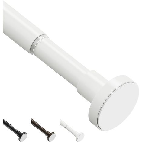 Tringle à rideau extensible à pression, télescopique, sans perçage, à ressort réglable et robuste - Pour fenêtre, douche, salle de bain, chambre - Blanc, 46-190 cm (1/5)