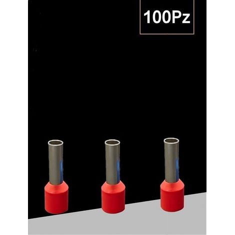 Confezione 100 Pz Tubetto Capicorda Isolato Per Cavi 16mm² Terminale 12mm E16-12 Rouge (1/4)
