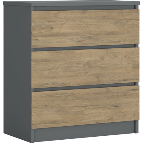 Cassettiera 3 cassetti, Antracite / Rovere Sonoma, 70 x 79 x 39 cm (1/5)