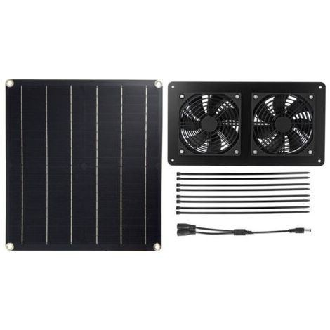 Ventilateur de ventilation pour cages pour animaux de compagnie 2 Panneau solaire DC 12V à haute efficacité 3W avec cable de 3 mètres ON / OFF 20W 2FAN12