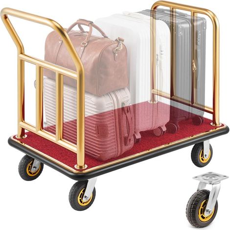 Transport Efficace de Bagages Chariot Porte-Bagages Doré Charge 340 kg Cadre Inox pour Hôtels et Résidences (1/5)