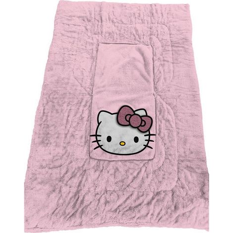 Plaid 100x150 cm pliant en Coussin 40x40 cm Hello Kitty Rose 2 en 1 (1/3)