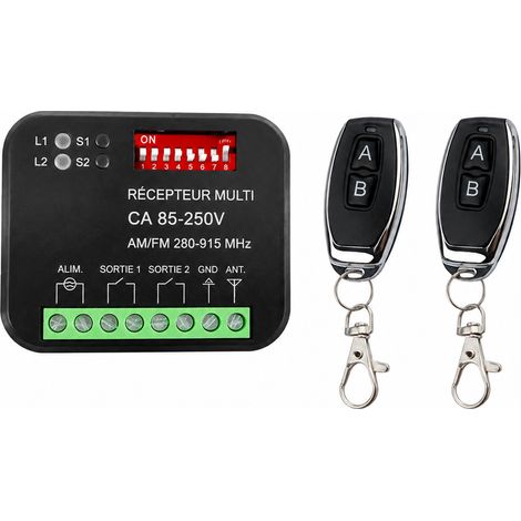 Récepteur contrôleur sans fil AC 85-250V noir avec 2 télécommandes touches AB noir 2 pièces 87g 10 × 8 × 4 cm 107 g – Livraison gratuite