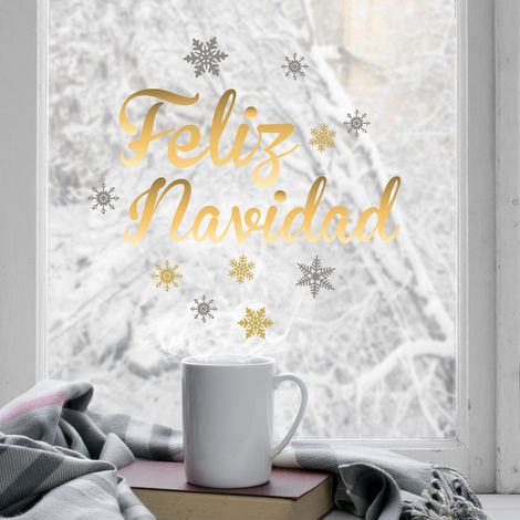 Stickers de Noël pour vitres, 29,7 cm X 21 cm, électrostatique, étoiles dorées et argentées. Décorez vos fenêtres pour les fêtes (1/3)