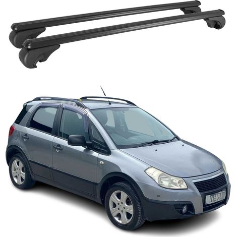 OMAC Aluminium Dachträger Querträger für Fiat Sedici 2005-2014 – TÜV / DIN 75302:2019 – Abschließbar – Max. 75 kg – 2 Stangen Schwarz (1/5)
