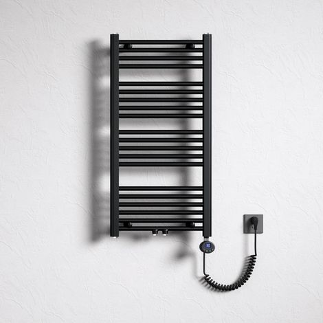 Mai & Mai Badheizkörper Handtuchheizkörper Badheizung Heizkörper bad 50x100 cm matt Anthrazit, Handtuchwärmer für Strom, Seitenanschluss, Röhrenheizkörper mit Heizstab 600W