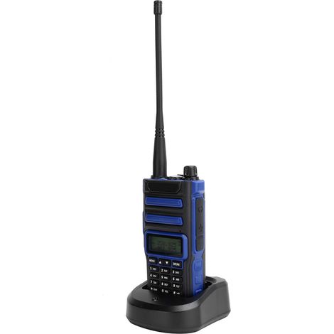 Kit de talkies-walkies portables bi-bande pour extérieur, avec écran LCD, 100-240 V, bleu, prise UE.
