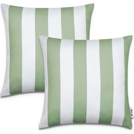 Paco Home Juego 2 Fundas Cojín 45x45 Decorativo Rayas Interior Exterior Decoración 2pcs-Set, Grün 1 (de)