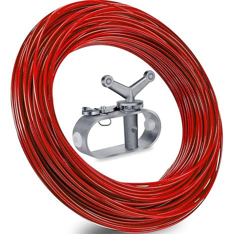 BEBUSINGOTO Cabrestante para cubierta de piscina, cable de 40 m para una cubierta de piscina elevada segura en invierno (rojo) (1/4)