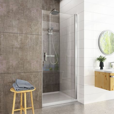 Heilmetz Duschabtrennung Duschtür 90x195 cm Pendeltür Schwingtür Nischentür 6mm ESG Sicherheitsglas mit Beidseitiger Nano Beschichtung (1/5)