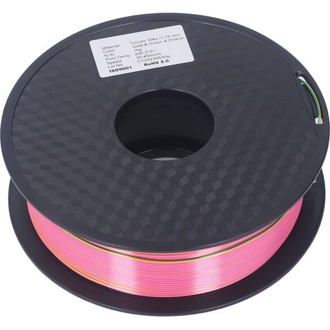 Filament PLA 1.75mm pour imprimante 3D, vert doré magenta, enroulement précis, consommable haute qualité. (1/5)