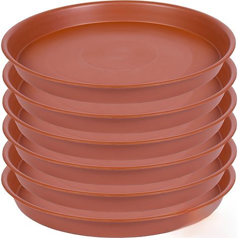 Lot de 6 soucoupes pour plantes de 30 cm (12 pouces). Plastique résistant. Plateaux pour pots de fleurs, bain d'oiseaux. Tailles : 15/20/25/30 cm. Terre cuite. (1/5)