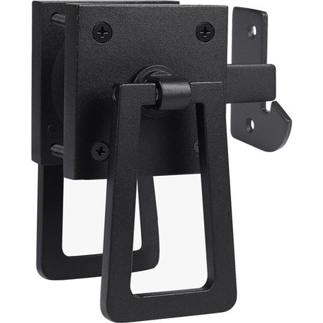 Loquet Double Latéral Robuste pour Portail Porte de Jardin Piscine Noir Mat (1/4)