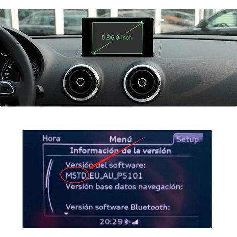 Interface CarPlay sans fil, intégration de smartphone, système de navigation, compatible avec Audi A3 S3 8V 2013-2018, 5.8 6.3 Pouces MSTD (1/2)