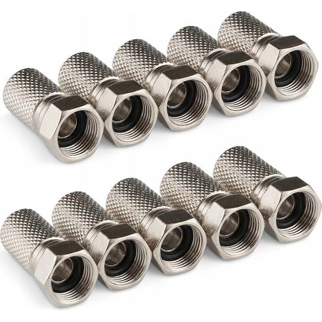 Juego de 10 conectores F de 6,8 mm conotech NS-511 con junta roscada (1/4)