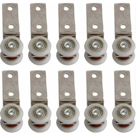 10er-Packung 1,9 cm Metallrohr-Winkellager-Rollenblock, XU, mit zwei Kunststoffrollen für Schiebetüren, Fenster und Schränke - KZQ