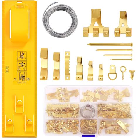 Set 224 ganchos colgadores soportes clavos nivel burbuja (1/5)