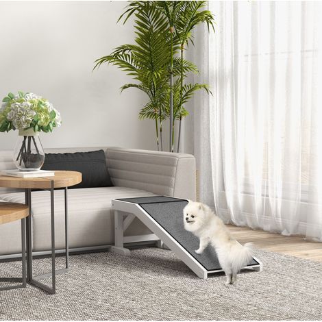 Rampa per cani con tappeto antiscivolo, 125 x 40 x 35,5 cm, bianco/grigio (1/5)