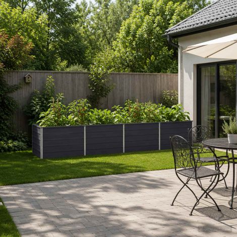 vidaXL Letto rialzato da giardino Antracite 320 x 80 x 55 cm