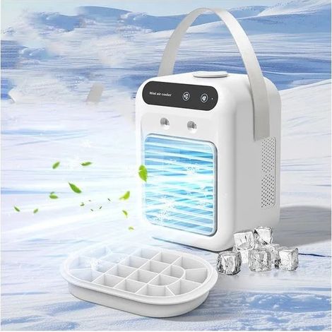Mini ventilateur de climatisation, refroidissement silencieux par pulvérisation d'eau glacée, chargement USB, [sac à main + bac à g (1/5)