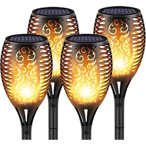 Solar-Gartenleuchten – 4er-Set – 51 cm – Gartenfackeln – Solar-Außenleuchten (1/5)