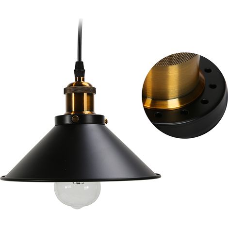 Plafonnier minimaliste style rétro industriel E27 en fer noir, style ferme, cage métallique, idéal pour couloir, cuisine ou escalier. (1/5)