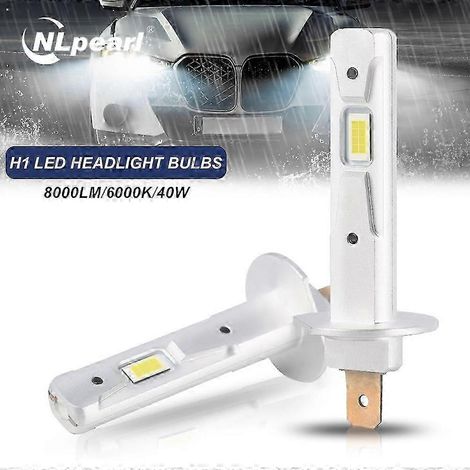 NLpearl 2er-Pack H1 LED-Scheinwerferlampen (lüfterlos), 40W, Fernlicht, 6000K weiß, 12V, für Autos. (1/4)