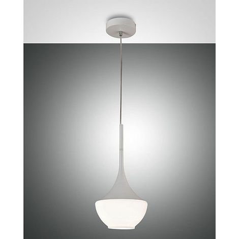 Suspension Apollo En Métal Et Verre Soufflé Blanc - Design Moderne, Douille E27, Structure Orientable 2000 Mm, Idéale Pour L'Éclairage Intérieur