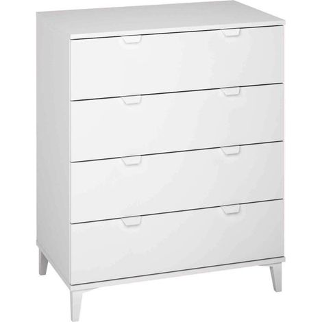 Comoda 4 cajones en acabado blanco 98 cm(alto)80 cm(ancho)48 cm(largo) (1/3)