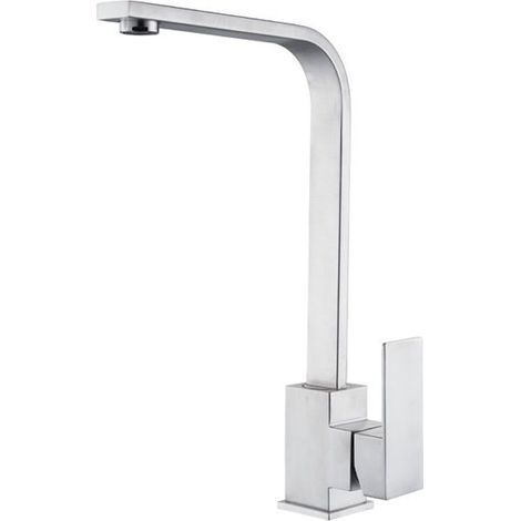 Cleafe - Rubinetto Miscelatore In Acciaio Inox Satinato Canna Alta Lavello Per Cucina 52690 - (1/4)