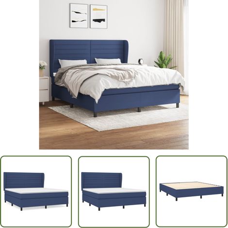 The Living Store Boxspringbett mit Matratze Blau 160x200 cm Stoff - Boxspringbett - Doppelbett - Schlafraum - Blau - Bettenrahmen (1/5)