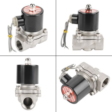 Électrovanne 2 voies 2 positions en acier inoxydable 304 résistant à la corrosion, 12 V, à action directe, normalement fermée (6/3/4 pouces) (1/4)