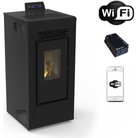 Stufa a pellet ventilata Courmayeur con wifi nero