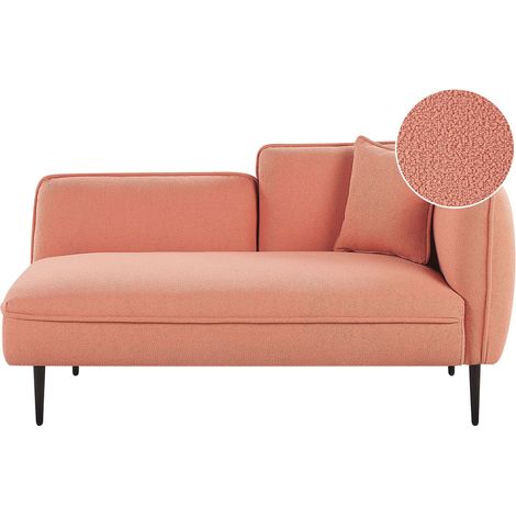 Right-Hand Chaise Lounge CHEVANNES Boucle Peach Pink