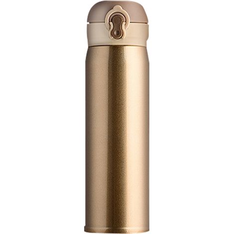 Tragbare Edelstahl-Wasserflasche mit Vakuumisolierung und Klappdeckel, ideal für Reisen, 500 ml (gold) (1/5)