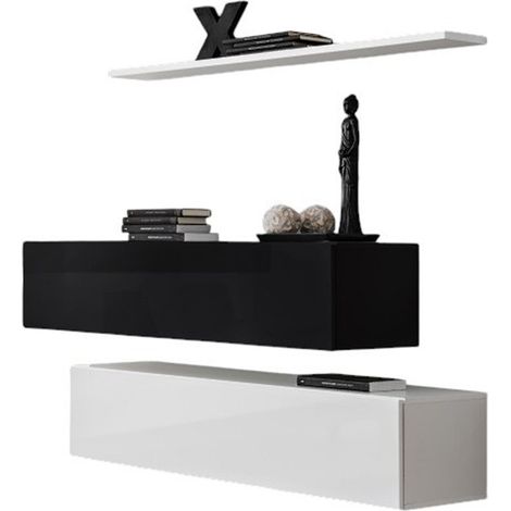 Set di mobili da salotto SWITCH SBII – Design moderno – Bianco e nero lucido